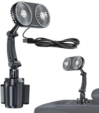 Ventilador con portavasos para automóviles,Ventilador para automóvil con soporte para bebidas - Fan del carro de golf Fan del coche,Aire acondicionado portátil para coche, portavasos para automó l, v