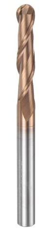 sourcing map Ball Nose End Mill 2 Flute 1/4 Diameter 1/4 Shank Tungsten Carbide Spiral CNC Router Bits 1-1/4 Cutting Length Single End Ball Cutting Tool for Carving Engraving Grinding