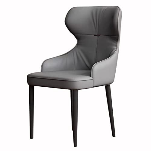 Widppsopt Esszimmerstuhl, Moderne Küchen-Esszimmerstühle, Leder-Schreibtischstuhl für den Haushalt, ergonomischer Sitz, stabile Metallbeine aus Karbonstahl (Farbe: Dunkelgrau)