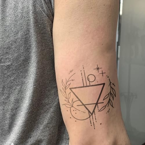 Dreieck mit Elementen - Inkster Tattoo | vegane & wasserfeste Temporäre Tattoos für Erwachsene - EU-Kosmetikzertifizierte Farbe - revolutionäres 2 Wochen Tattoo | Premium Klebetattoos