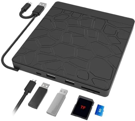 MZZYG Lettore Dvd Masterizzatore Dvd Esterno USB 3.0 E Tipo C. Masterizzatore di Schede Multifunzione. Registratore Dvd RW. unità Ottica. Lettore CD/Dvd.