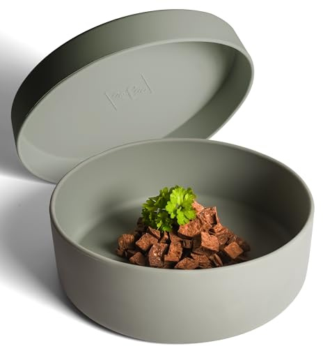 ne&no® Silikon Hundenapf 1200 ml mit Deckel für kleine und mittelgroße Hunde | im Kühlschrank luftdicht verschlossen | Futternapf Hund rutschfest | Fressnapf Hund Set