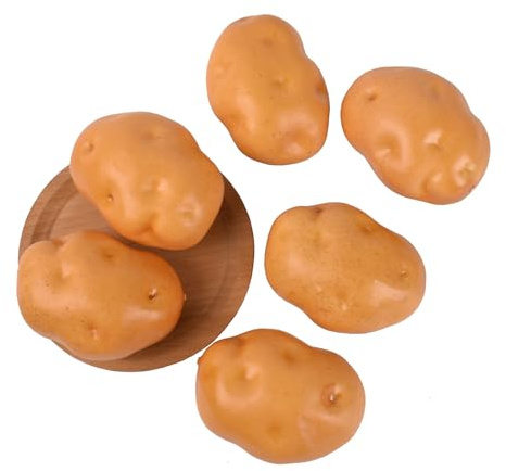 HUIANER Artificial Potatoes, 6PCS Fake Potatoes Simulation Vegetable for Home Kitchen Photography Party Decoration