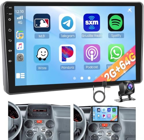 Hikity 2+64G Android Autoradio per FIAT Panda 2003-2012 Senza Fili Carplay Android Auto, 9 Pollici Android Stereo Radio Bluetooth con GPS WIFI Mirror Link FM/RDS SWC Telecamera Posteriore
