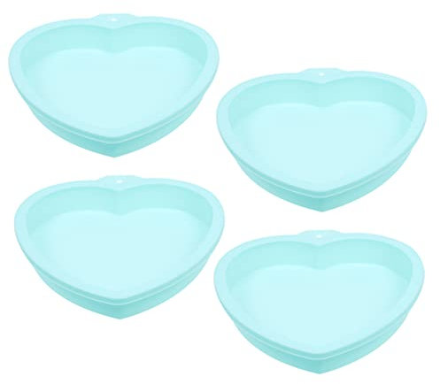 MAGICLULU Heart Shaped Cake Baking Molds Set of 4 Mousse Cake Molds Smooth Edges Food Grade Silicone
