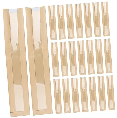 Cabilock 100piezas Bolsas De Papel Para Pan Con Ventana Bolsas Para Pan Casero Material Papel Kraft