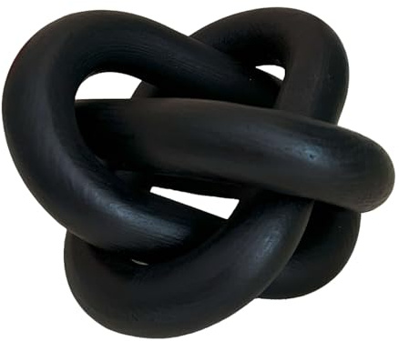 EMINGSKY 3-Link Wood Chain Link Coffee Table Decor, Black Wooden Knot Decor for Coffee Table Farmhouse Decortive for Home Boho Modern Shelf Decortion(Black)