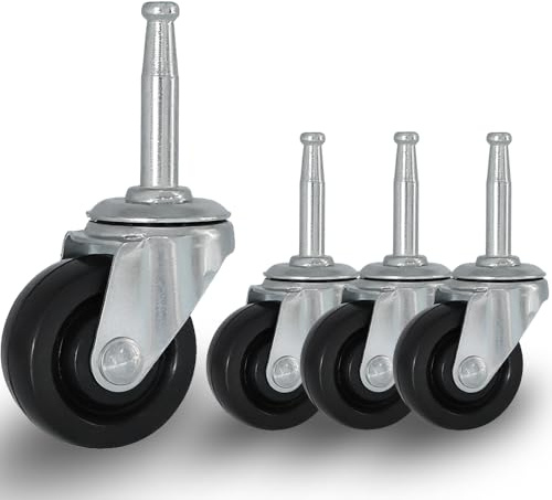 QAVBFA 1-1/2 Inch Vintage Antique Swivel Caster Wheels, Rubber Casters 5/16 Inch x 1-1/2 Inch (8 x 38mm) Stem SocketsCaster for Sofa, Chair, Cabinet, Dresser Vintage Furniture Set of 4