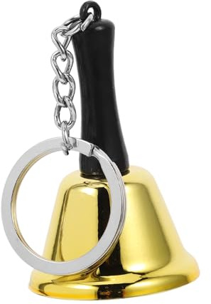 Housoutil Llavero Campana De Mano Dorada Mini Campanas De Mesa Aula o Restaurante Instrumento Musical De Percusión Maestros