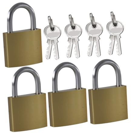 SEWACC 4pcs Small Brass Padlocks with Keys Durable Metal Locks for Cabinets Suitcases Tamper Resistant Security for and Travel Versatile Keepsake Lock