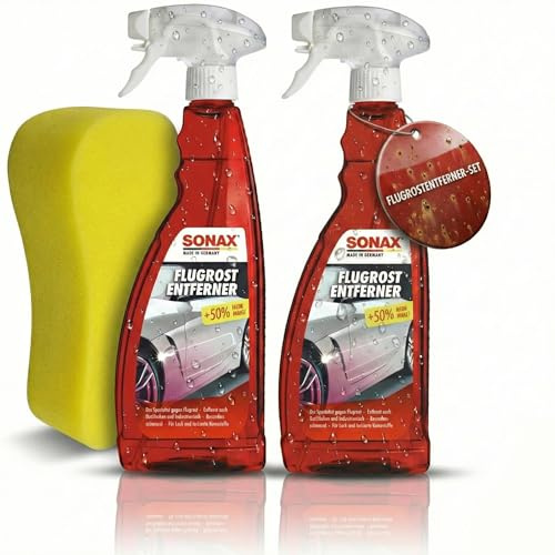 Craft-Equip Flugrostentferner-Set bestehend aus 2 Stück SONAX 750ml Flugrostentferner und Auto-Wasch-Schwamm zur schonenden Reinigung ihres KFZ