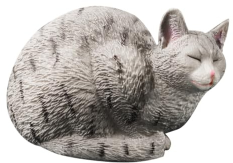 SOPOTUTU Statue De Chat Endormi Figurine De Chat en Plastique Décoration Extérieure pour Jardin Et Balcon Miniature Animalière Résistante Design Mignon