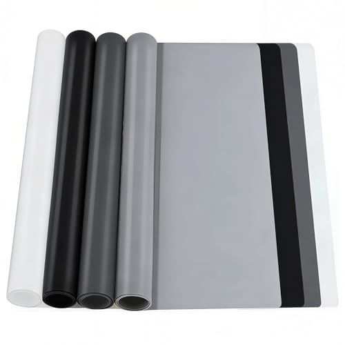 4-Pack Large A3 Silicone Mat with 4 Colors - Food Grade Placemat for Crafts, Jewelry Casting, Resin Moulds and Worktops (4, Black White Gray Light Gray, 30 x 40cm)
