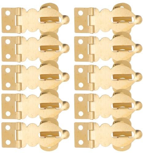 FIXOSHEE 10pcs Mini Brass Solid Hasp Locks with Screws, Small Jewelry Box Latches for Wooden Cases, Utility Box Clasps Suitable for Suitcase, Chest, and Travel Storage