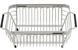 LiRRvb Canasta escurridora de cocina adaptable de varios tamaños, de acero inoxidable, con malla retráctil, fácil limpieza, superficies de fácil limpieza, colador ajustable para fregadero