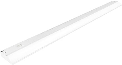 Enbrighten 36 Inch LED Under Cabinet Light Fixture, Direct Wire, In-Wall Dimmer Compatible, 1366 Lumens, 3000K Soft White, Steel Housing, White Finish, 38981-T1