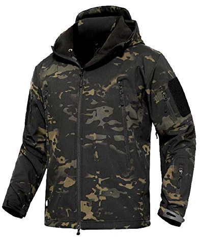 YFNT Herren Taktisch Softshell Fleecejacke Camouflage Militär Hoodie Outdoor Warm Winddicht Wasserdicht Mantel Jacken Skijacke