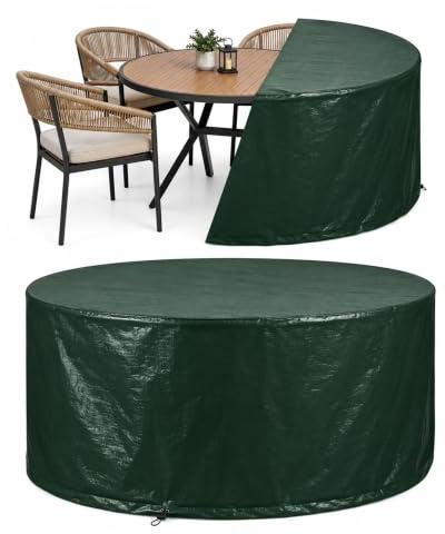 ADEPTNA Heavy Duty LARGE Round Patio Furniture Table Chairs Cover – Protects your Table and Chairs All Year Round from the Weather Dirt and Grime (225CM X 98CM)