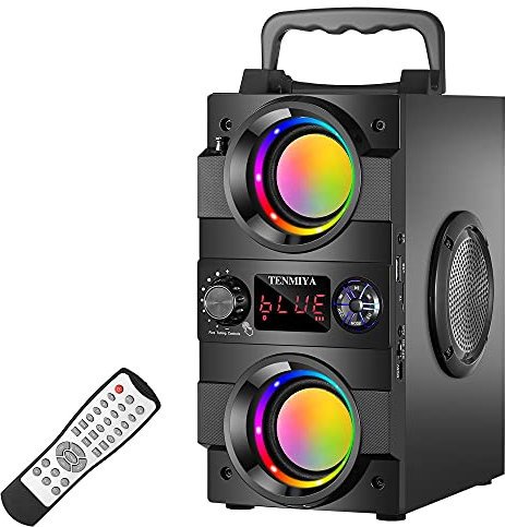 TENMIYA Haut-parleur Bluetooth portable 40 W Boombox sans fil stéréo Super Bass Home Party haut-parleurs avec double caisson de basses pour extérieur/intérieur Support radio FM, lecteur MP3