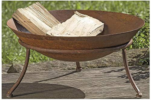 Seaside No.64 - Feuerschale Grillstelle Inclusive Dreibein - Rostoptik aus Metall - Gartenparty Gartendekoration Gartenausstattung - Durchmesser 47cm Höhe 22cm -