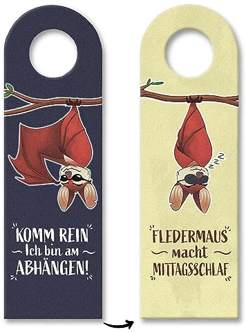 Komm rein ich bin am abhängen oder Fledermaus macht Mittagsschlaf Türhänger mit lustiger Fledermaus
