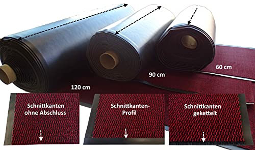 MERTEX schöner Flacher Schmutzfangläufer Meterware 60 cm rot-schwarz meliert (60 x 800 cm, Schnittkante ohne Rand)
