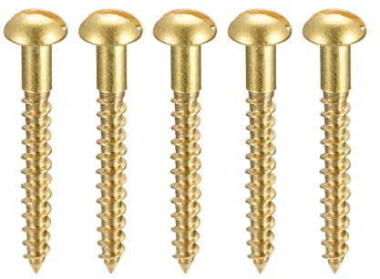 sourcing map 50 Stück Schlitz Rundkopf Holzschrauben M2,5 x 20mm Messing Blechschraube Halbrundkopf Linsenkopfschrauben