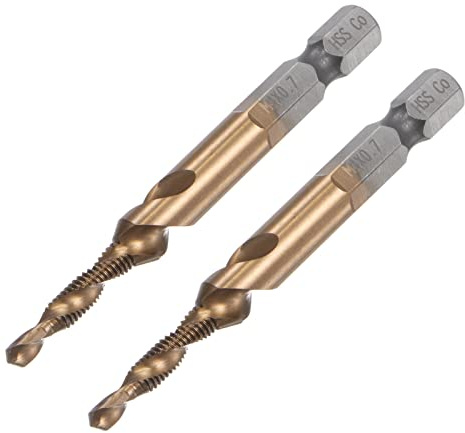 uxcell Combination Drill and Tap Bit, 1/4 Hex Shank M4 x 0.7 Metric Uncoated M35 Cobalt High Speed Steel Spiral Flute Drilling Tapping Tool 2pcs