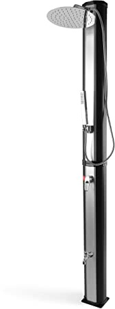Steinkirch Solardusche Gartendusche mit Handbrause XXL Edelstahl Duschkopf Fußdusche Mischarmatur Wasserhahn 37 Liter Campingdusche Aussendusche kaltes und warmes Wasser German Quality