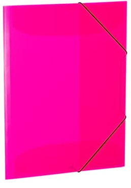 HERMA Sammelmappen A3 Neon Pink Rosa Transluzent Set, 3 Stück, Eckspanner-Mappen aus Kunststoff mit Gummizug und Innenklappen für Kinder, Jungen und Mädchen