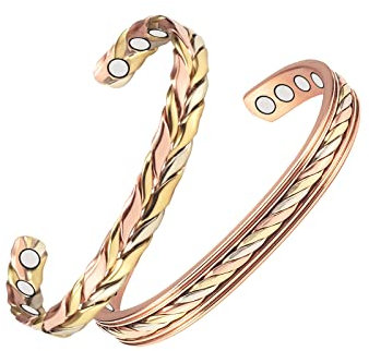 EnerMagiX Tri Tone 3500 Gauss Magnetisches Kupfer Armbänder für Frauen oder Männer, 99,95% Kupfer Armreif mit 8 Magneten, verstellbare Größe, Frauentag Geschenk für Mama, Frau (CPB-1004 1009)