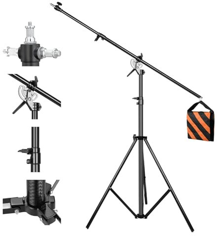 Soonpho 13.2ft/400cm Trépied de Lampe,Trépied de Studio avec Bras Boom 6.2ft/190cm et Sac de Sable,Alliage d'aluminium Lampe trepied Rotatif pour softbox,réflecteurs,Photographie
