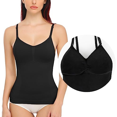 SLIMBELLE canotta da donna camisole per addome top modellante body shaper tanktop snellente senza cuciture camicia modellante con spalline a spalla top modellante top con spalline sottili