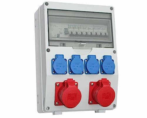 Wandverteiler Baustromverteiler 2x16A CEE / 4x230V mit FI und Leitungsschutzschaltern EL1