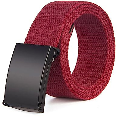 NIUXICH Männer/Frauen Gürtel Männlich Casual Metall Schnalle Gurtband Leinwand Gürtel Taktische Taille Gürtel Kleidung Zubehör, Weinrot, 110cm