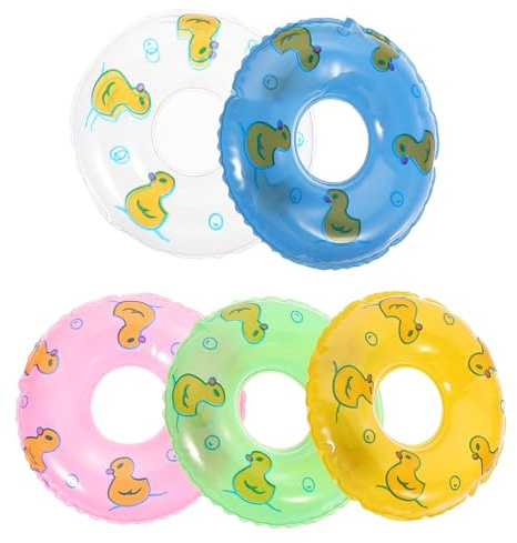 Gadpiparty 5Pcs Mini Swim Rings for Dollhouse - Inflatable Pool Float for Kids Dolls - Baby Pool Toys