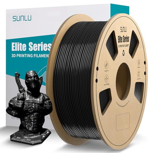 SUNLU Offizielles Elite PETG-Filament, 1,75 mm – 1 kg, starkes PETG-3D-Drucker-Filament, 1,75 mm Maßgenauigkeit +/- 0,02 mm, 320 m, PETG-Schwarz