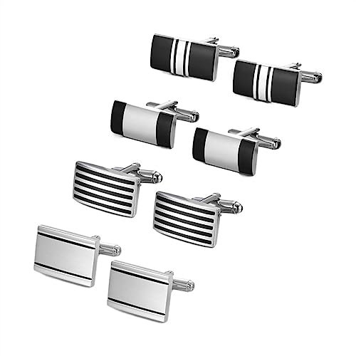 Krawattenklammern for Männer, personalisierte Krawattenklammer, 4 Paar Manschettenknöpfe, Herren-Hemd-Manschettenknöpfe, Hochzeitsgäste, Ehemann, Schmuck, Business-Krawattenklammer ( Color : 19-1SIZE