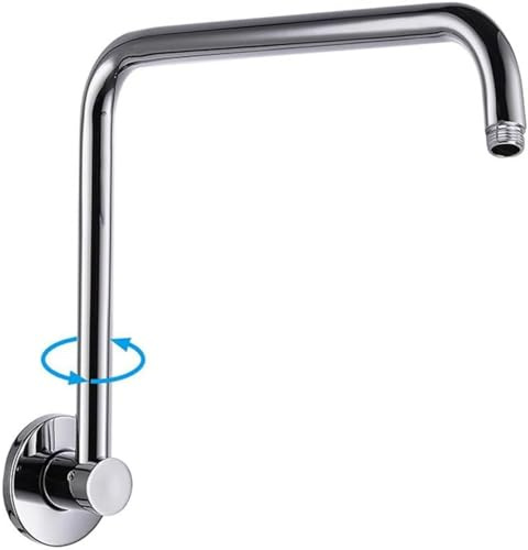 S Shape Rotatable Shower Extension Arm, High Rise Shower Head Extender Arm with Flange, Standard 1/2 Connection Bathroom Accessory(Chrome)