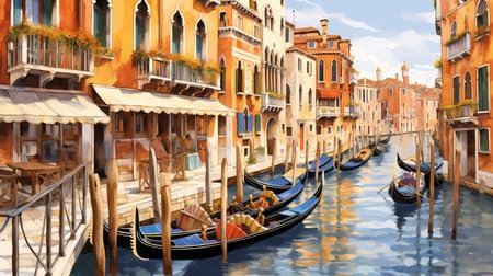 adrium Acryl-Bild 140 x 80 cm: Illustration der wunderschönen Stadt Venedig. Stadt der Gondoliere, der Brücken, des Karnevals und der Liebe. Italien (206595870)
