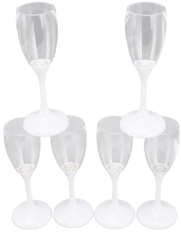 6Pcs LED Wine Glass Light Up Champagne Glasses Colored Plastic Drinking Glasses Beer Juice Drinkware Mugs Martini Glass for Weddimg Party Home Decoration