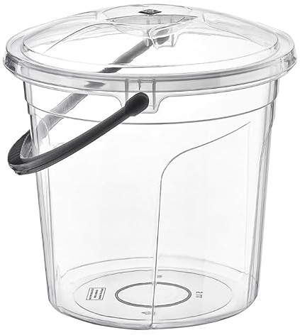 Best House Bucket with Lid - 10 Litres, Plastic Clear Storage Container, Clear Multipurpose Bin/Bucket With Lid and Handle (Pack of 1)