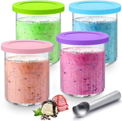 Ninja Creami Behälter für NC501 NC500EU-Serie - 4 Stück, 680ML, 11-in-1 Eismaschine, BPA-Frei, Spülmaschinenfest - Creamy Deluxe Zubehör