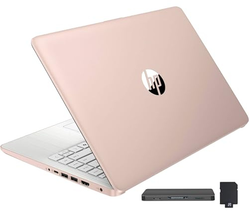 HP Stream 14 HD BrightView Laptop, Intel Celeron N150, 16GB RAM, 288GB Storage (128GB UFS + 160GB Docking Station Set), Intel UHD Graphics, 720p Webcam, Wi-Fi, 1 Year Office 365, Win 11 S, Gold