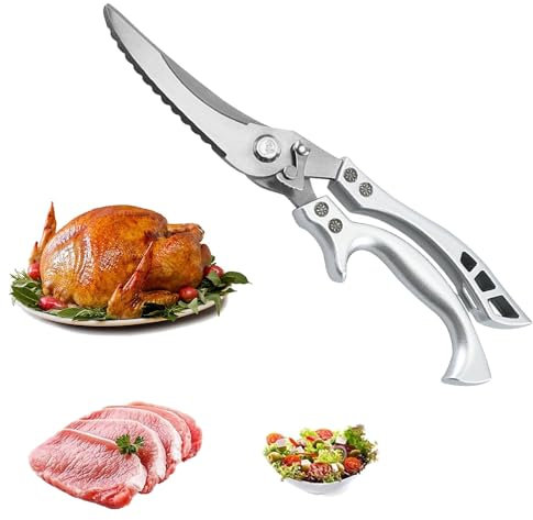 Huamirra Ciseaux à Volaille en Acier Inoxydable, Dentelés, Moderne, Avec Bord Dentelé, Argenté