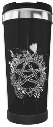 FJQWKLF Goth Pentagramm Kranz Wicca Hexe Pagan Isolierbecher 13 oz Edelstahl Vakuum Kaffeebecher