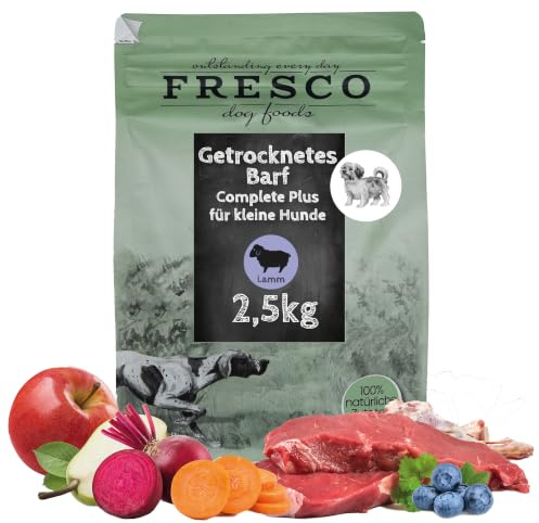 FRESCO Dog TrockenBarf für Hunde Lamm 2,5kg | 100% frisch | Barf Complete | Für kleine Hunde | Hypoallergen, getreidefrei & zuckerfrei | 80% Frischfleisch | BARF Hundefutter trocken ohne Zusätze