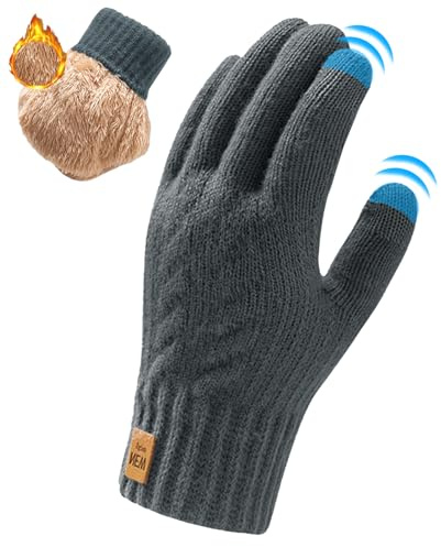 NLAND Guantes de Invierno para Hombre y Mujer,Guantes Térmicos de Lana para Guantes de Pantalla Tactiles Forro polar Guantes de cálidos pesados para clima frío, deportes al aire libre,
