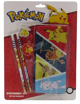 CYPBRANDS Marchi CyP: Pokémon, set di cancelleria, astuccio triplo, matite, gomma, temperamatite, multicolore, prodotto ufficiale