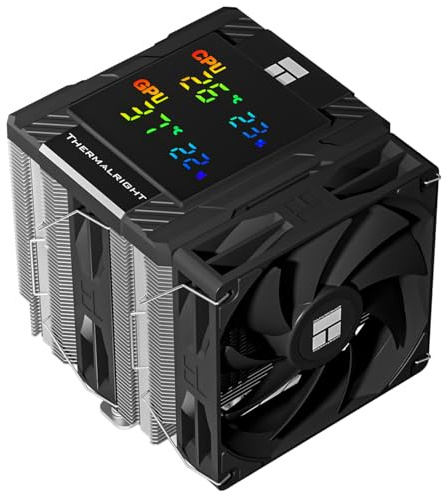Thermalright Assassin 120 Digital Black - Refrigerador de CPU con torre doble y ventiladores dobles, pantalla digital AM4/AM5, Intel LGA1851/1700/115X/1200